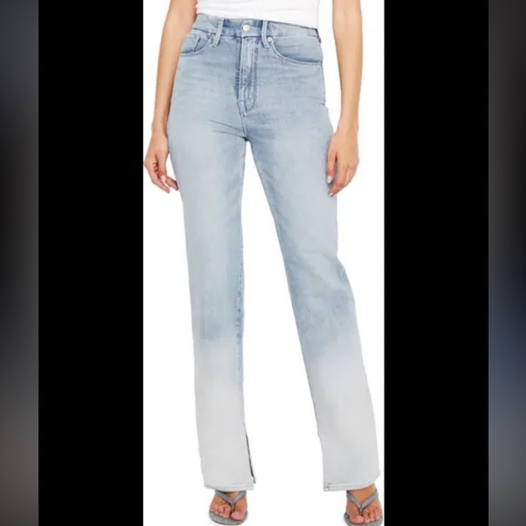 Good American Good Boy High Waist Side Slit Raw Hem Jeans Size 27 - Picture 2 of 16
